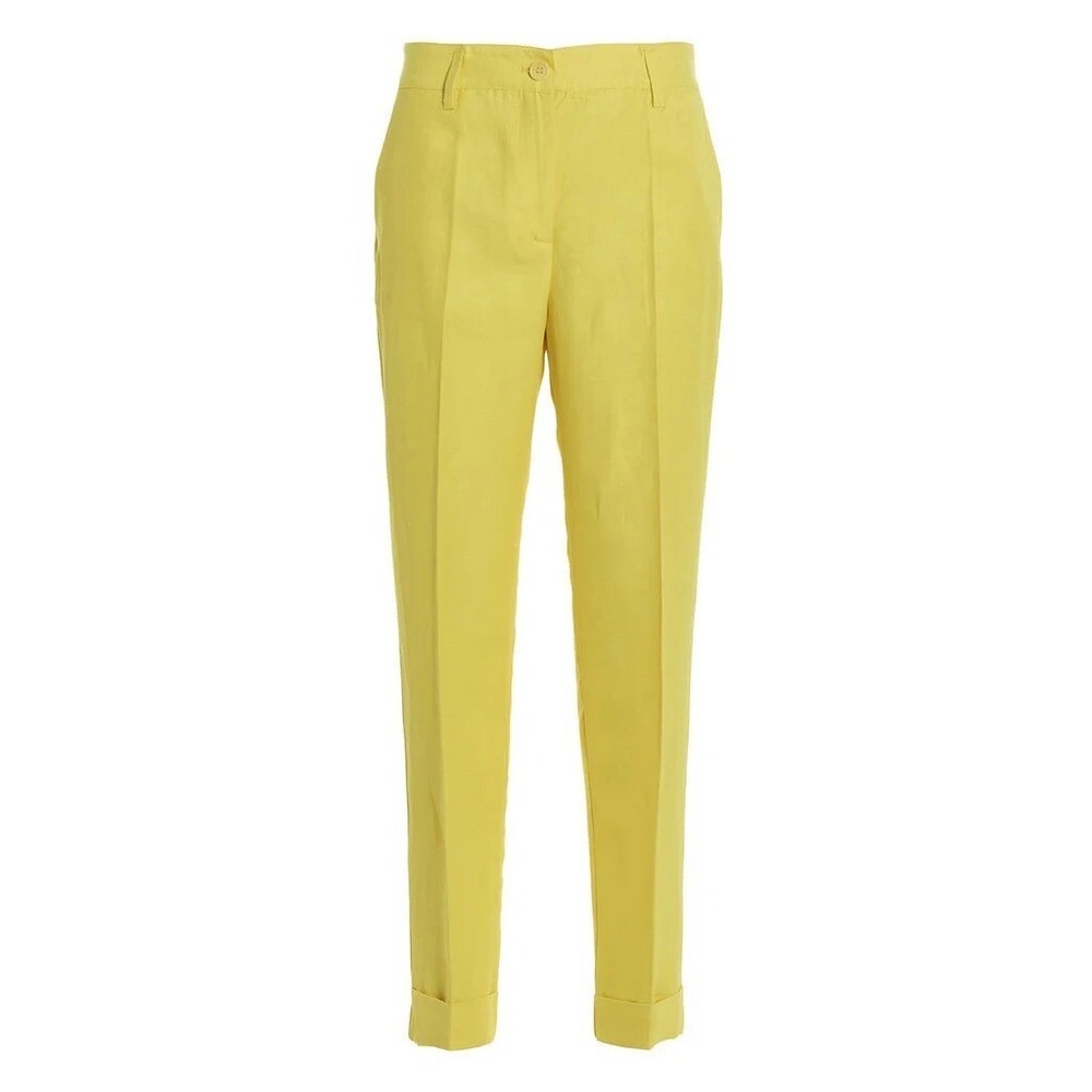 New Parosh Women's GIALLO Yellow Pants P.A.R.O.S.H. Linen Blend Pants Italy Sz 2